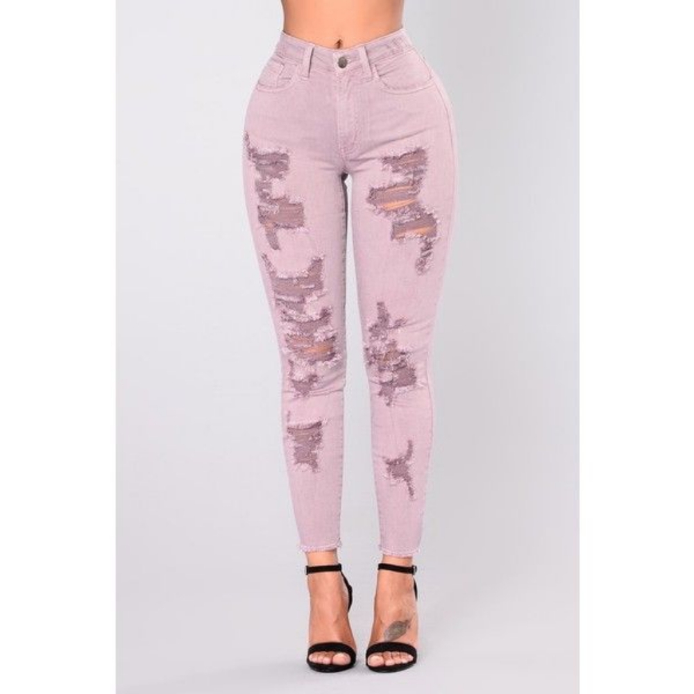 Dusty Lavender Distress Jeans